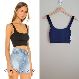 Free People Scoop Neck Crop Top In Navy Size XS/S